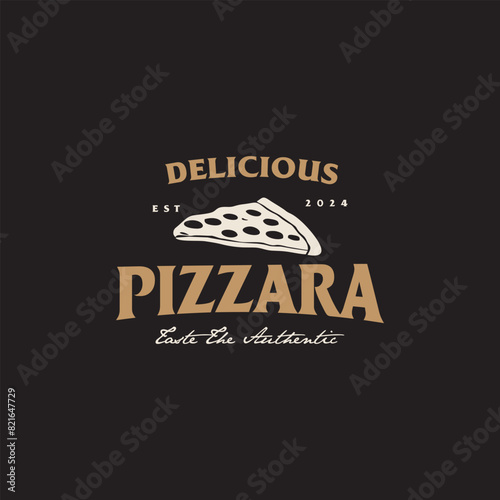 Vintage retro pizza logo for pizza restaurant bar