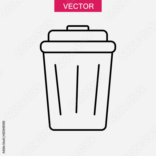 Recycle bin line icon, vector flat liner illustration for web and app on white background..eps