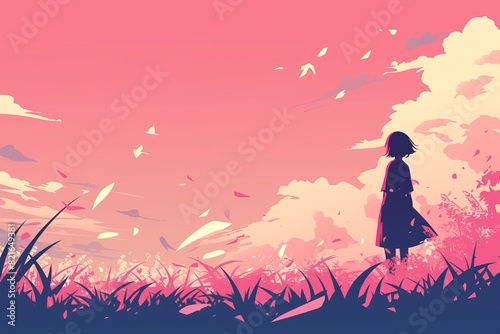 nature anime illustration lofi  copy space  vector  lofi pink and dark color --ar 3 2 --niji 6 Job ID  fece6119-d9f4-41b4-bfa8-fcff8a074561