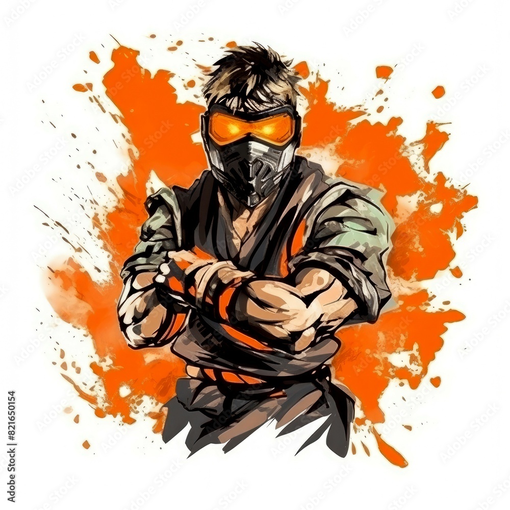 Art illustration Character Fighter isolated background Art illustration Character Fighter isolated background