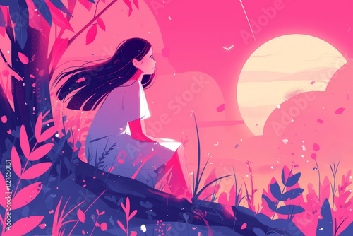 nature anime illustration lofi  copy space  vector  lofi pink and dark color --ar 3 2 --niji 6 Job ID  ff00d867-e509-48da-9e15-b9d4c03f6dff