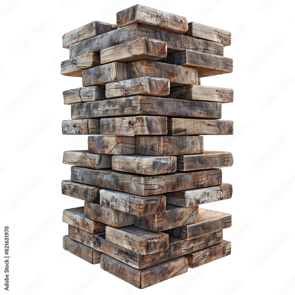 Wooden block tower isolated on white background Wooden block tower isolated on white background