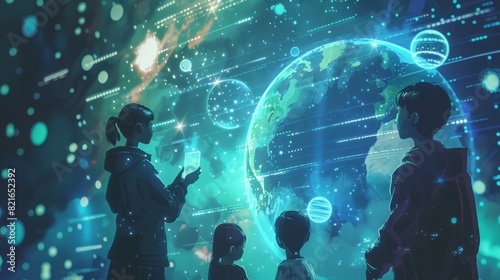 Children Exploring Digital Planetary Display
