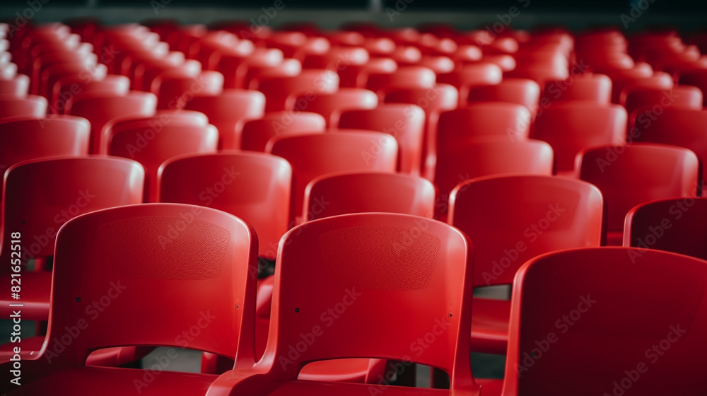 Naklejka premium Row of empty red seats at stadium