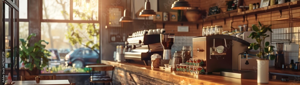 Frame mockup, a cozy, rustic coffee shop with warm lighting and inviting decor, perfect for relaxation and conversation