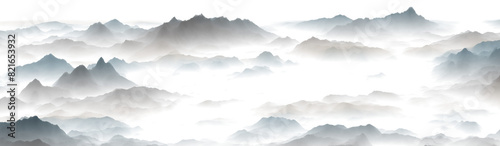 mountains in the fog