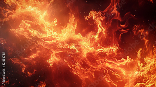 Flame on dark background. Fire flame texture for banner