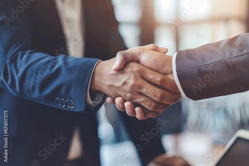 Business Partnership, Shaking hands for a joint venture success.
