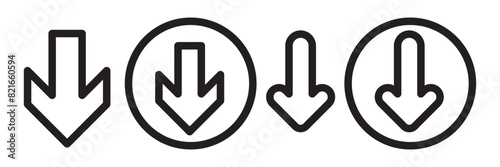 Download icon set. Arrow downloading icon. Download button Collection. Download files icons vector. simple download icon isolated on white background.