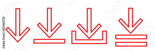 Download icon set. Download vector icon. Files download and upload icons symbol in line and flat style on white background. Vector illustration. 11:11