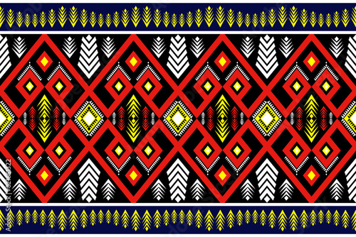Abstract Geometric ethnic oriental traditional flower seamless pattern for background, fabric ,wrapping ,clothing ,wallpaper ,Batik ,carpet ,rug ,embroidery style.