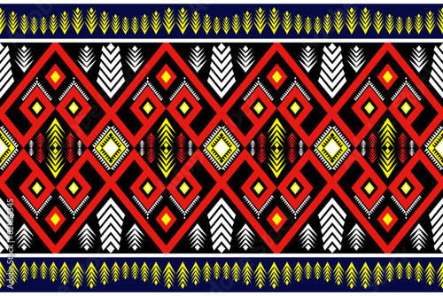 Abstract ethnic geometric oriental traditional flower pattern design pattern for background, fabric ,wrapping ,clothing ,Batik ,carpet ,rug , embroidery style