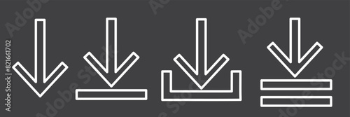 Download and upload icon buttons set. White download or upload icon. Files download and upload icons symbol in line and flat style on white background. Download icon files, vector set. 11:11