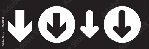 Download and upload icon buttons set. White download or upload icon. Files download and upload icons symbol in line and flat style on white background. Download icon files, vector set.