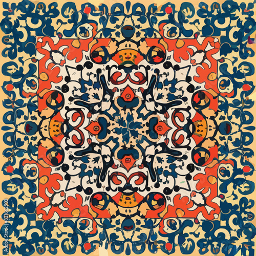 2d vector illustration colorful vintage Seamless hi res Portuguese tiles abstract Artwork
