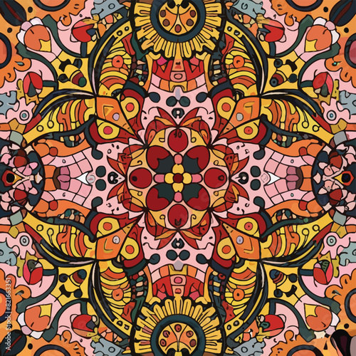2d vector illustration colorful vintage Seamless hi res Portuguese tiles abstract Artwork
