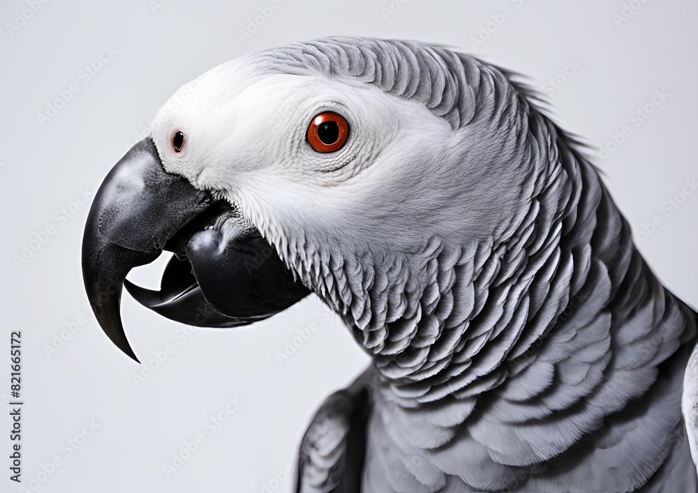 Obraz premium Congo African Grey is standing on a white background.