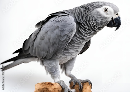 Congo African Grey is standing on a white background.