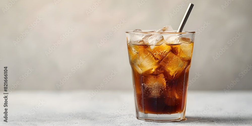 Cold Brew Coffee in a Minimalist Glass with Ice Cubes and Metal Straw Relaxing Cafe or Office Concept with Copy Space Cold Brew Coffee in a Minimalist Glass with Ice Cubes and Metal Straw Relaxing Cafe or Office Concept with Copy Space