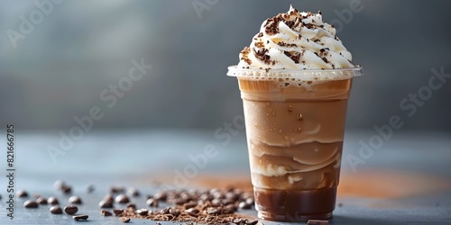 Tempting Mocha Frappe with Whipped Cream and Chocolate Shavings Embodying the Essence of Summer Refreshment photo