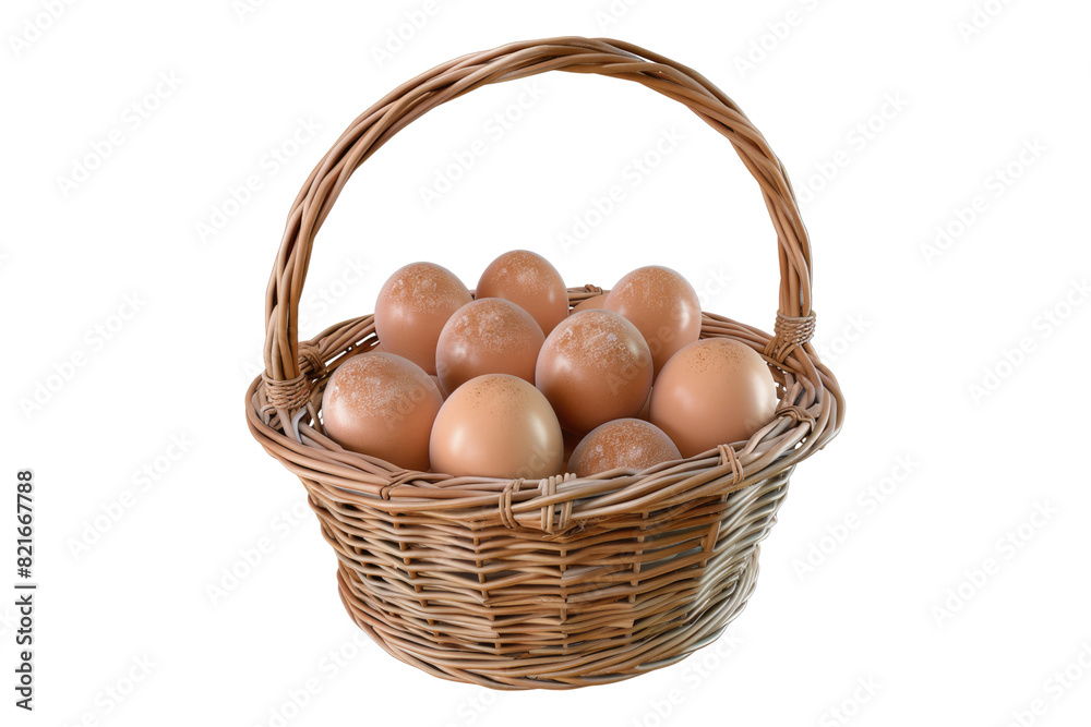 Egg in basket isolated on transparent background Egg in basket isolated on transparent background