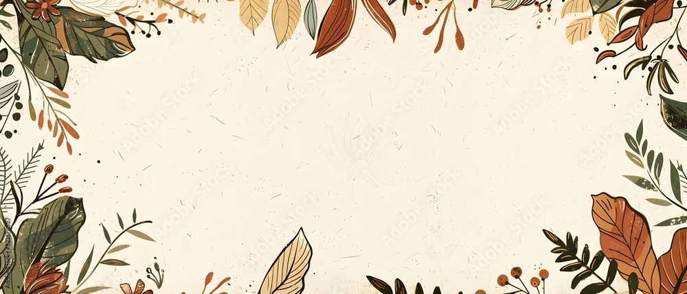 Stylized Botanical Border Frame for Notecard or Business Mockup in ...