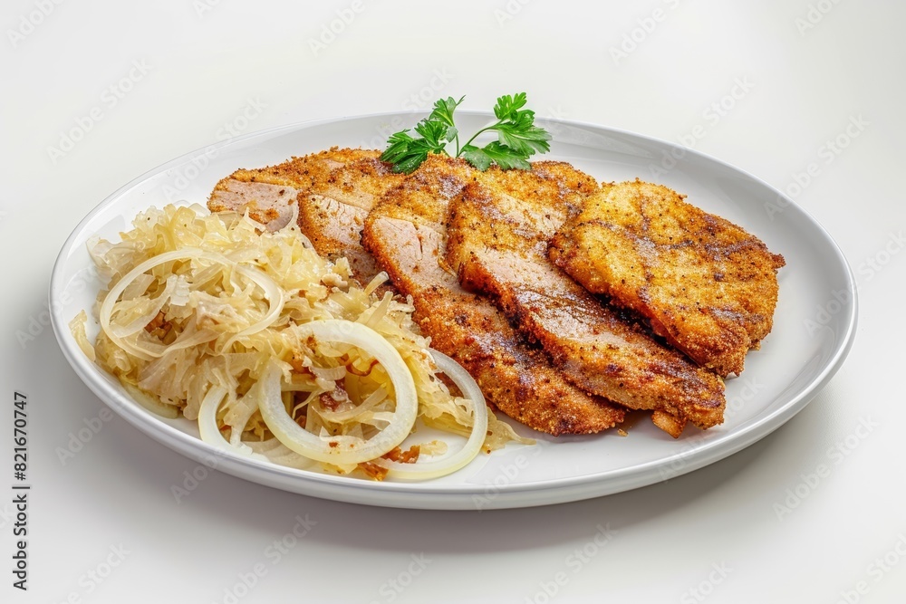 Golden Crusted Wiener Schnitzel with Caramelized Onions and Sauerkraut Golden Crusted Wiener Schnitzel with Caramelized Onions and Sauerkraut