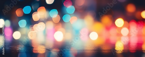 Abstract bokeh background with colorful lights.