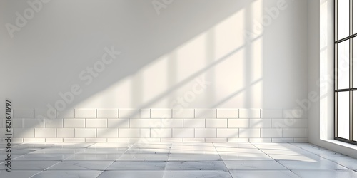 Clean White Tile Surface with Soft Shadows for Skincare and Beauty Product Presentation Concept