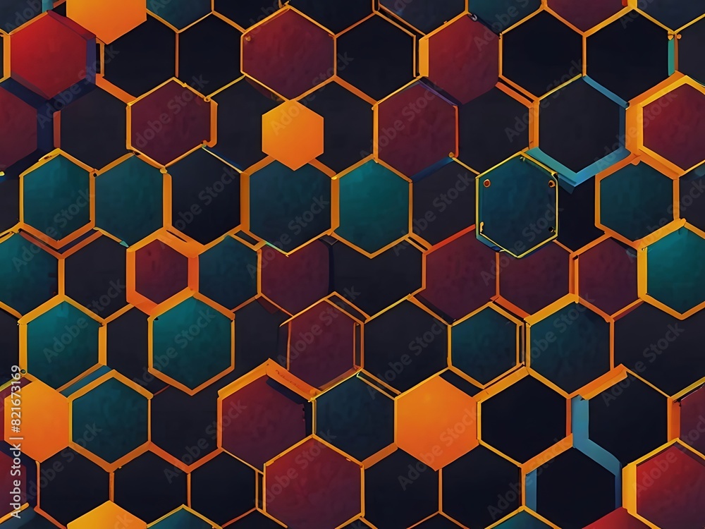 Hexagonal grid pattern, a geometric and modern design. Hexagonal grid pattern, a geometric and modern design.