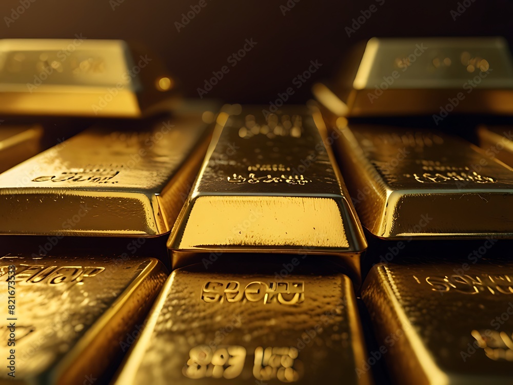 Stack of shiny gold bars. Stack of shiny gold bars.