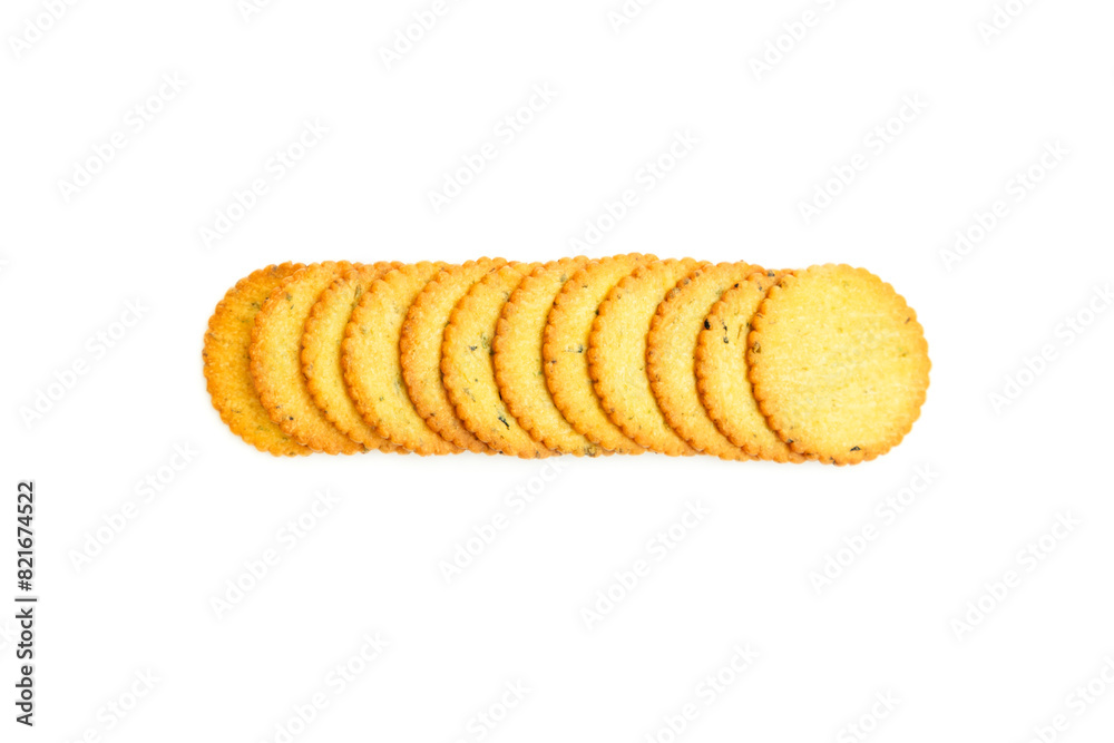 Crackers mixed seaweed isolated on white background, Seaweed flavor biscuit