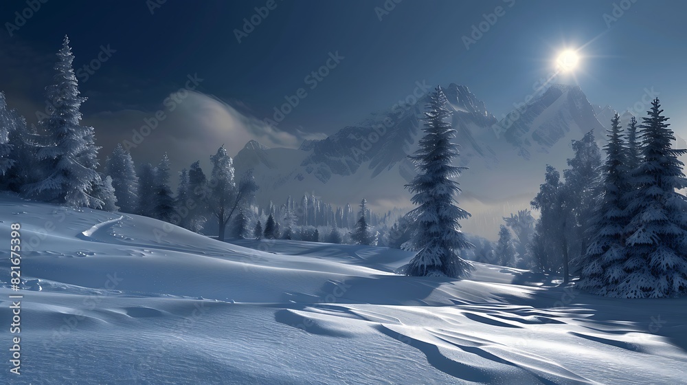 Alpine winter sunny skies Alpine winter sunny skies