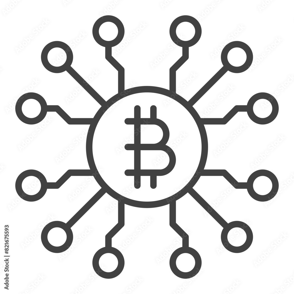 Bitcoin Chip vector Crypto Technology linear icon or symbol Bitcoin Chip vector Crypto Technology linear icon or symbol