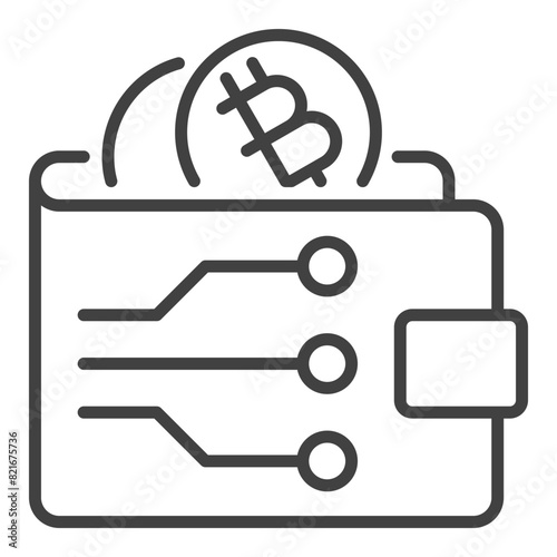 Crypto Wallet vector Decentralized Cryptocurrency thin line icon or symbol