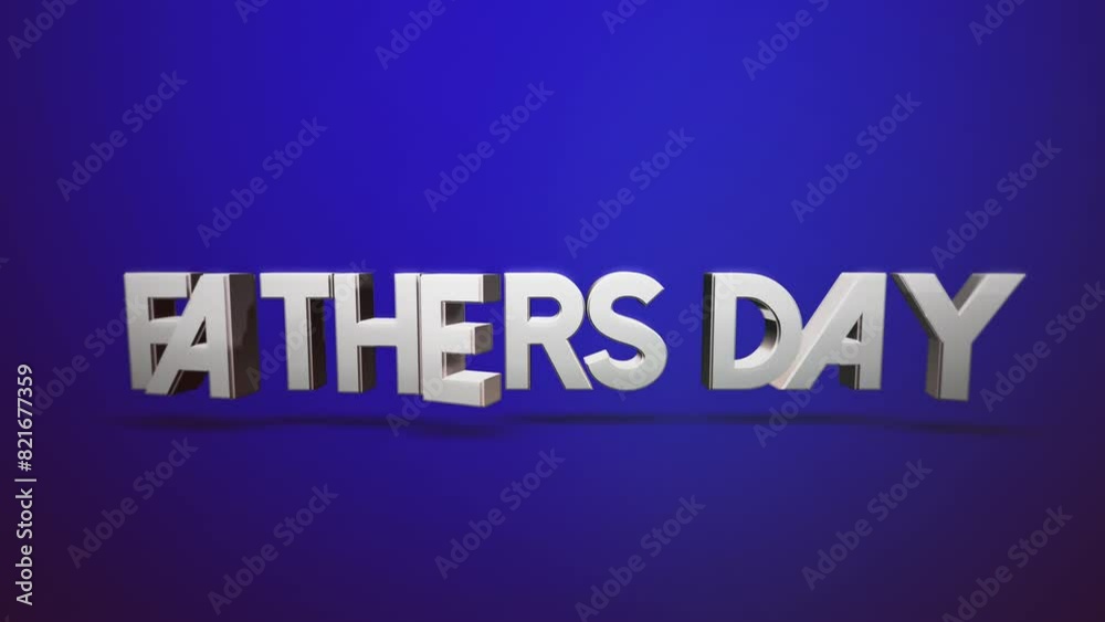 A Fathers Day message in shiny, metallic 3D letters stands out on a blue background, creating a modern, festive design that radiates joy A Fathers Day message in shiny, metallic 3D letters stands out on a blue background, creating a modern, festive design that radiates joy