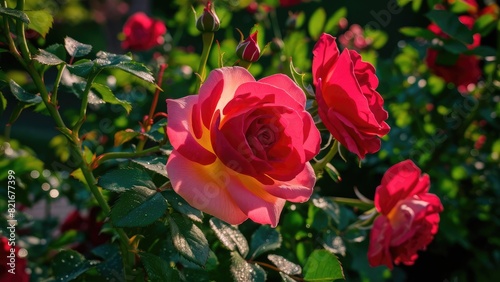 Bright and Beautiful Red Roses in Daylight