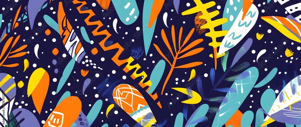 Naklejka premium Vibrant Abstract Hanukkah Doodle Border Design with Blank Space for Message Background
