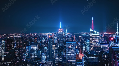 A View of a City at Night From the Top of a Skyscraper