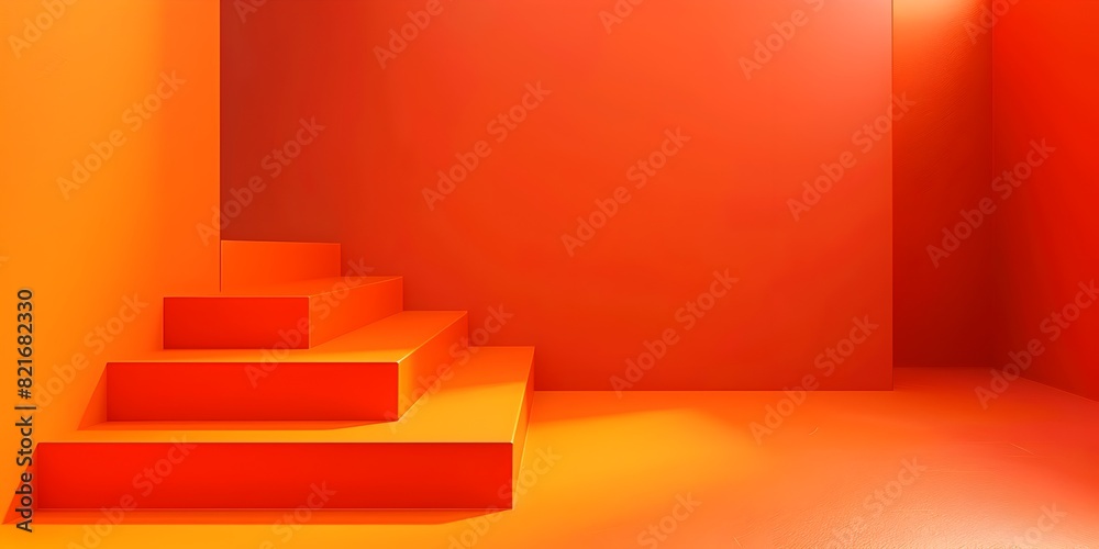 Obraz premium Bright Orange Gradient Backdrop for Fun and Playful Product Presentations with Clean Copy Space