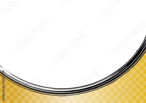 和風　フレーム　金色背景に市松模様　黒筆の境界線