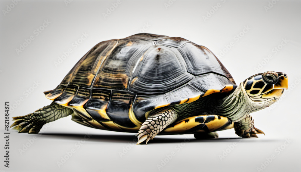 Fototapeta premium exhaling turtle isolated on white background