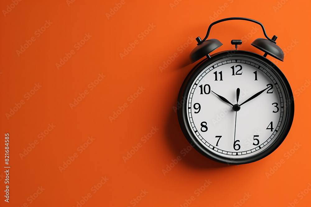 Classic round analog alarm clock on background Classic round analog alarm clock on background