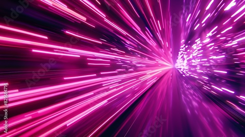 Moving pink neon beams at high speed