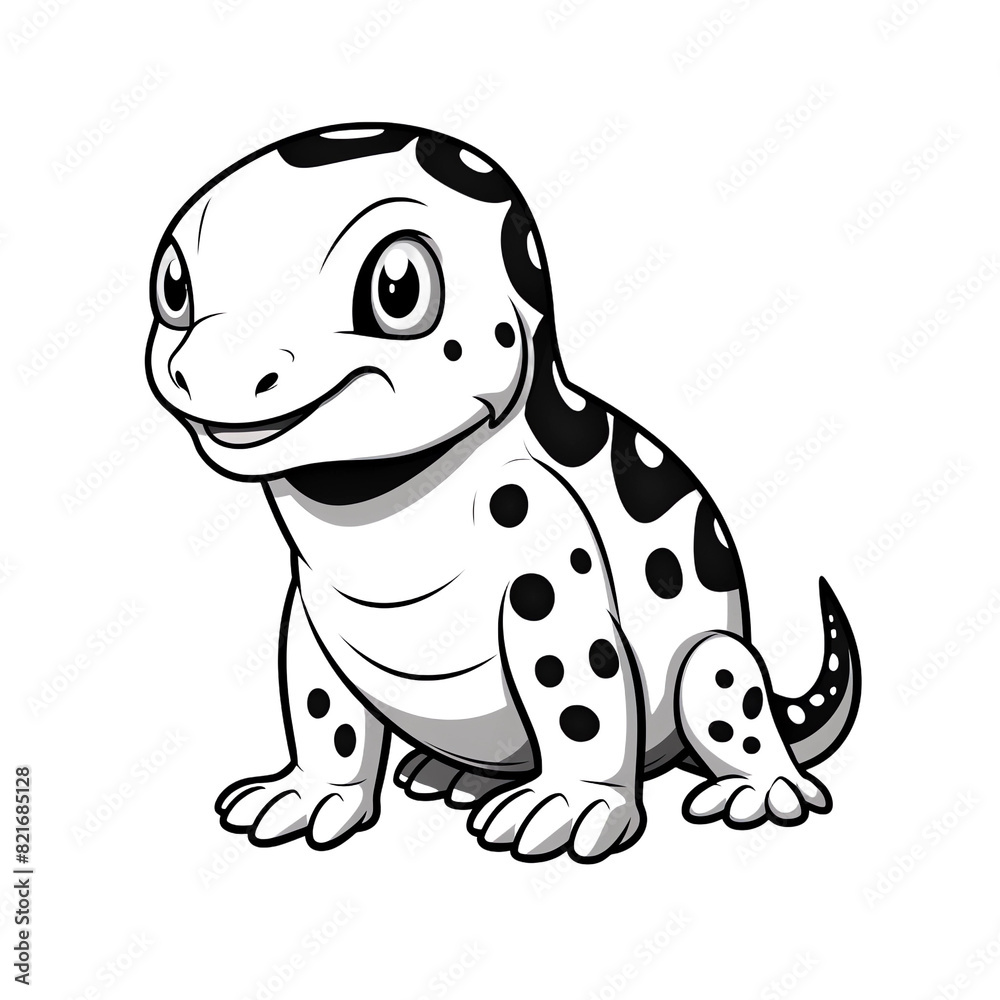 A cute simple line art cartoon Gila Monster on a white background in the style of vector graphics A cute simple line art cartoon Gila Monster on a white background in the style of vector graphics