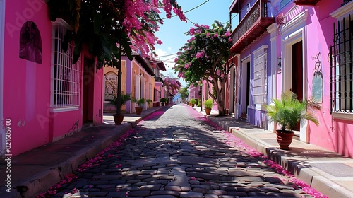 Dominican republic puerto plata old town donna blanca street this is a fuschia pink street