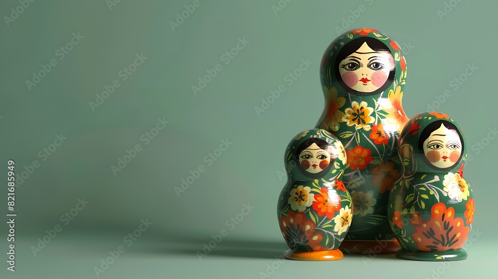 nesting dolls babushka half open green background nesting dolls babushka half open green background
