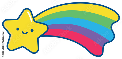 Cute Shooting Star with Rainbow Trail Pride Sticker