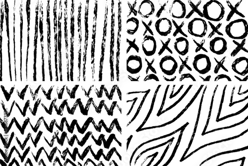 Chalkboard illustration set with chalk waving patterns doodle. Hand drawn vector sketch illustration. Abstract color background. Geometric pattern shape. Vintage abstract texture. 