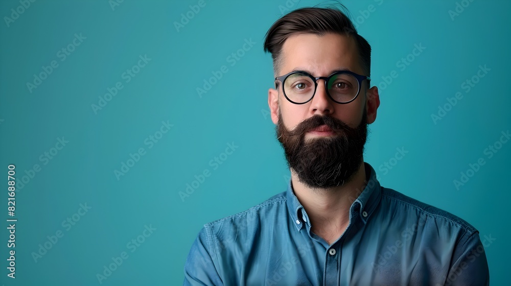Pensive Software Developer with Beard in Studio Portrait Pensive Software Developer with Beard in Studio Portrait